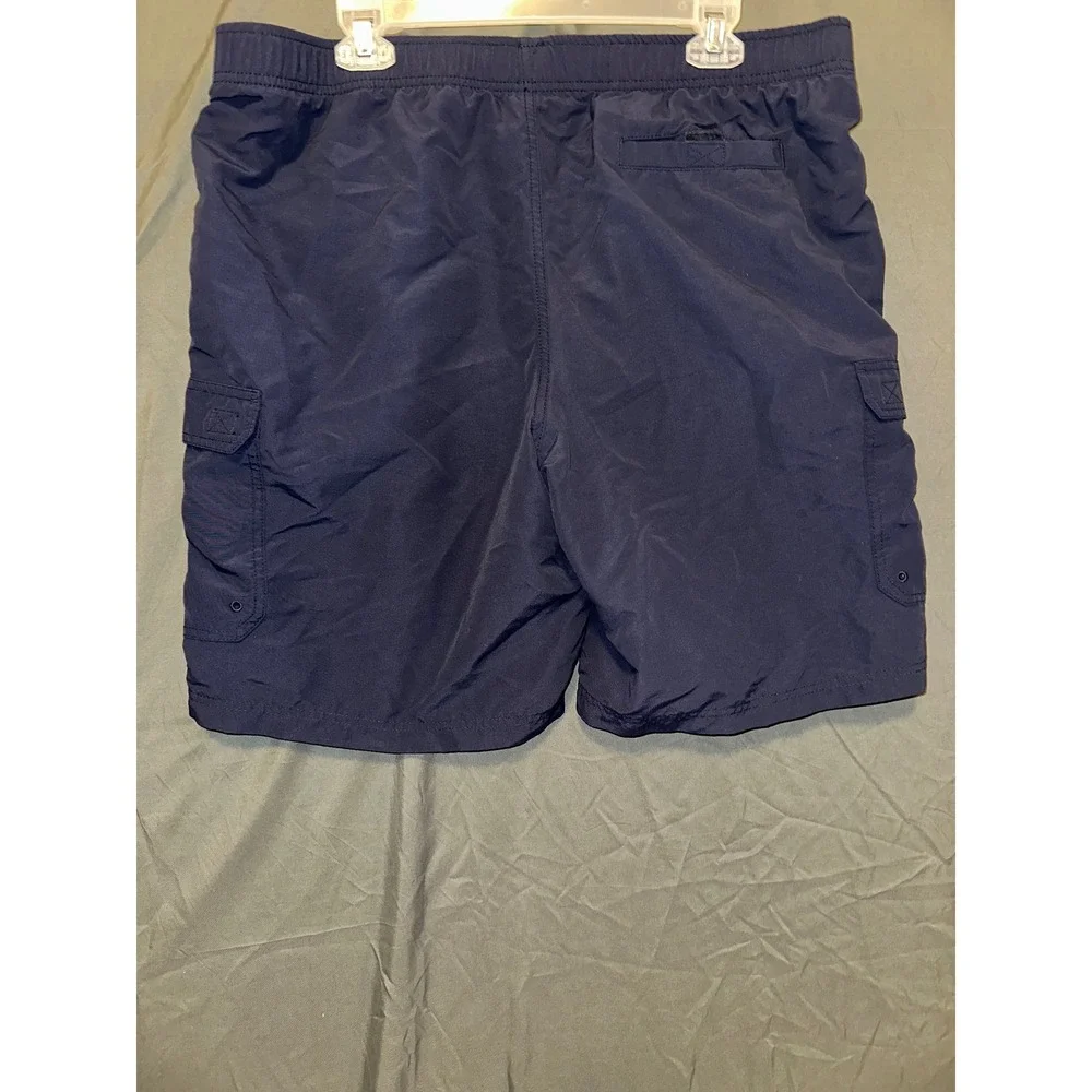 LL Bean Mens Navy Blue Cargo Swim Trunks Shorts Elastic Waist Size‎ XL